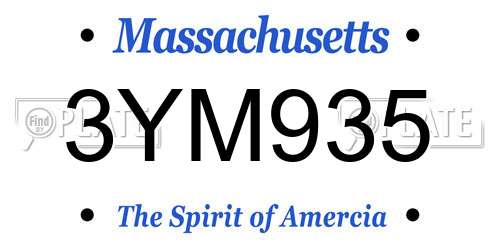 3YM935 Massachusetts License Plate