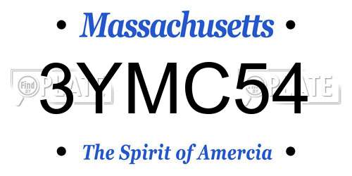 3YMC54 Massachusetts License Plate