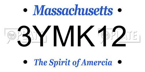 3YMK12 Massachusetts License Plate