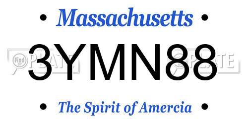 3YMN88 Massachusetts License Plate