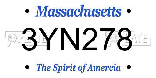 3YN278 Massachusetts License Plate