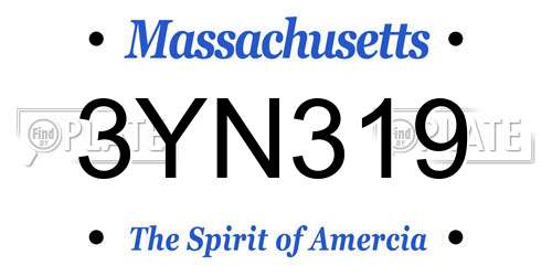 3YN319 Massachusetts License Plate