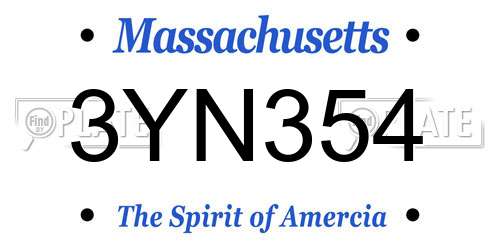 3YN354 Massachusetts License Plate