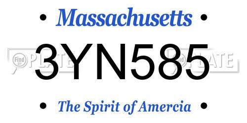 3YN585 Massachusetts License Plate