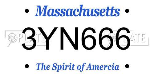 3YN666 Massachusetts License Plate