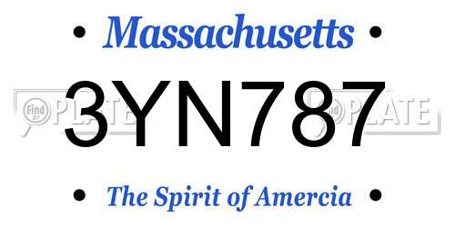 3YN787 Massachusetts License Plate