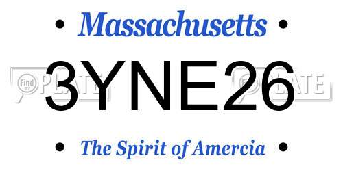 3YNE26 Massachusetts License Plate