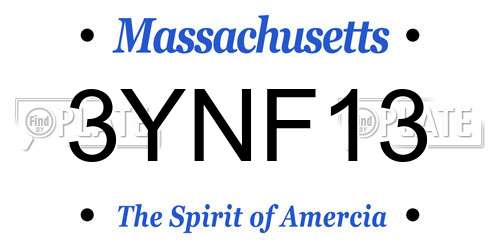 3YNF13 Massachusetts License Plate