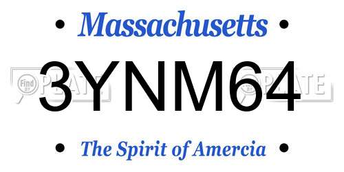 3YNM64 Massachusetts License Plate