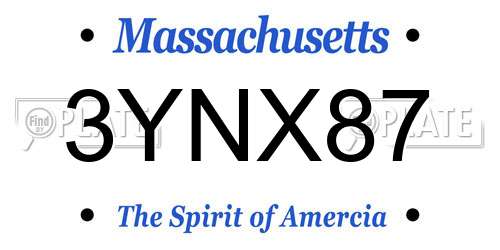 3YNX87 Massachusetts License Plate
