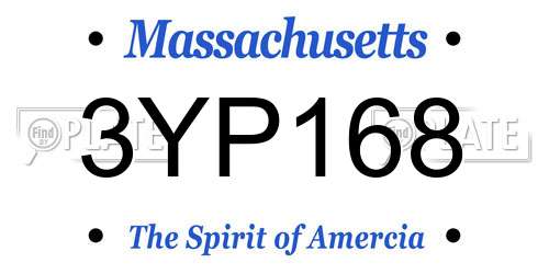 3YP168 Massachusetts License Plate