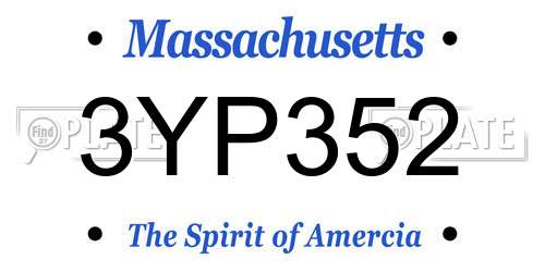 3YP352 Massachusetts License Plate