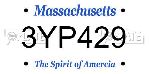 3YP429 Massachusetts License Plate