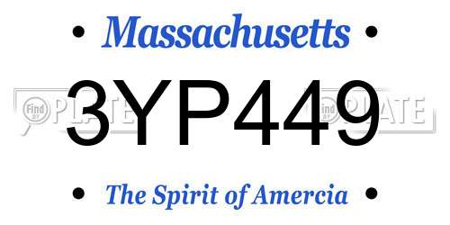 3YP449 Massachusetts License Plate