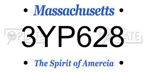 3YP628 Massachusetts License Plate