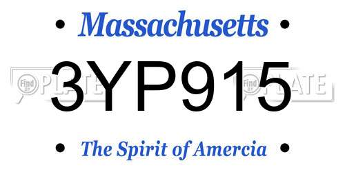 3YP915 Massachusetts License Plate