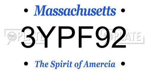 3YPF92 Massachusetts License Plate