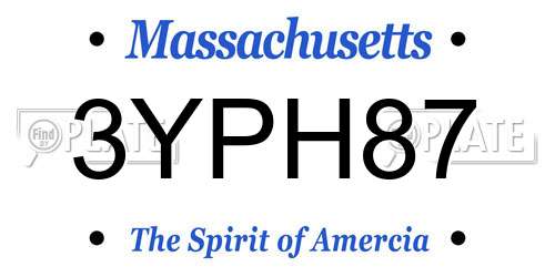 3YPH87 Massachusetts License Plate