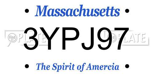 3YPJ97 Massachusetts License Plate