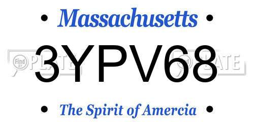3YPV68 Massachusetts License Plate
