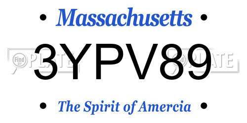 3YPV89 Massachusetts License Plate