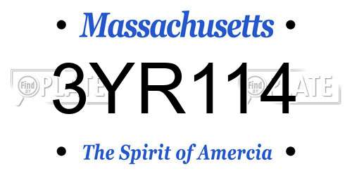 3YR114 Massachusetts License Plate