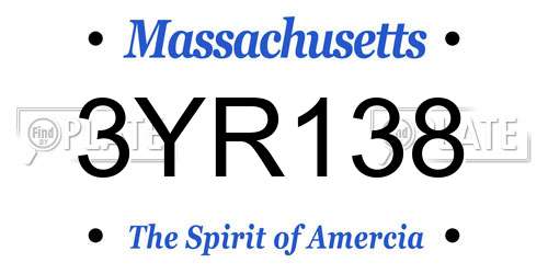 3YR138 Massachusetts License Plate