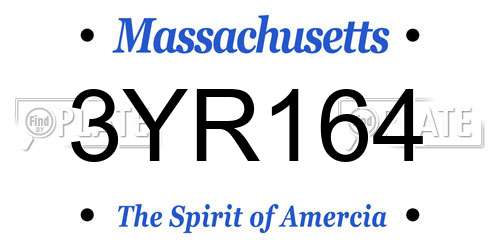 3YR164 Massachusetts License Plate