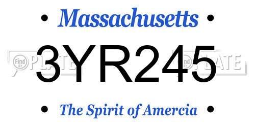 3YR245 Massachusetts License Plate