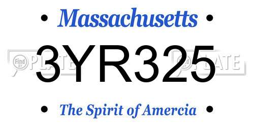 3YR325 Massachusetts License Plate