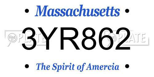 3YR862 Massachusetts License Plate