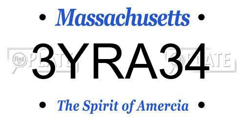 3YRA34 Massachusetts License Plate