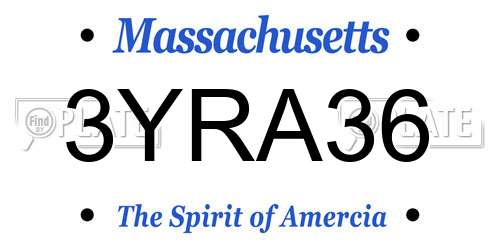 3YRA36 Massachusetts License Plate