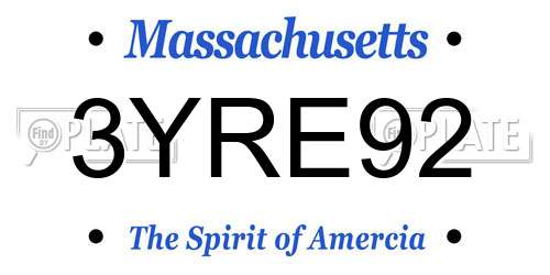 3YRE92 Massachusetts License Plate