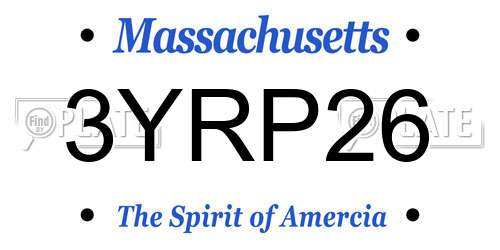 3YRP26 Massachusetts License Plate