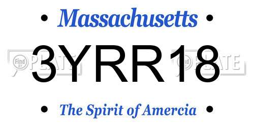 3YRR18 Massachusetts License Plate