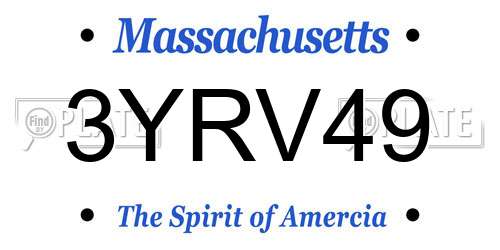 3YRV49 Massachusetts License Plate