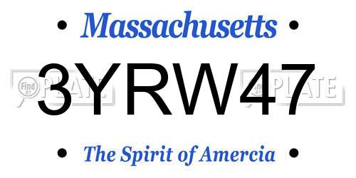 3YRW47 Massachusetts License Plate