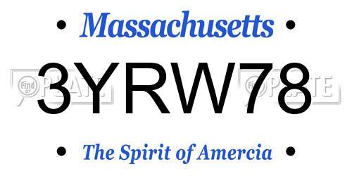 3YRW78 Massachusetts License Plate