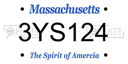 3YS124 Massachusetts License Plate