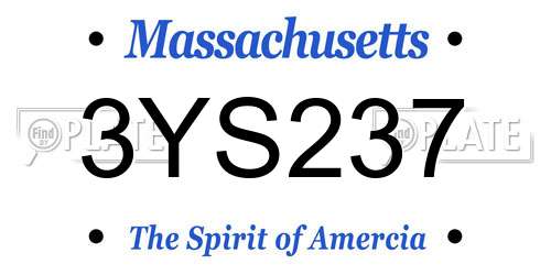 3YS237 Massachusetts License Plate
