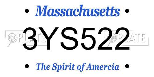 3YS522 Massachusetts License Plate