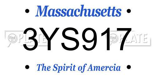 3YS917 Massachusetts License Plate