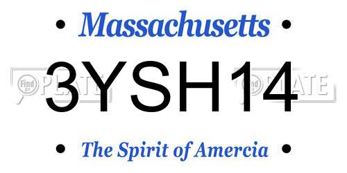 3YSH14 Massachusetts License Plate