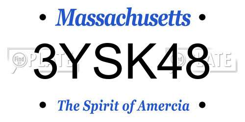 3YSK48 Massachusetts License Plate