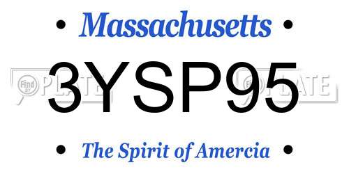 3YSP95 Massachusetts License Plate
