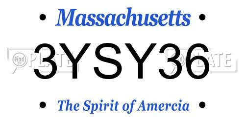 3YSY36 Massachusetts License Plate