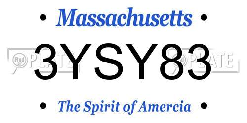 3YSY83 Massachusetts License Plate