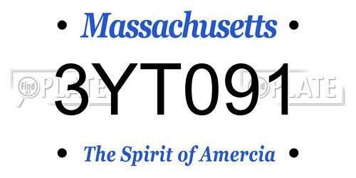 3YT091 Massachusetts License Plate