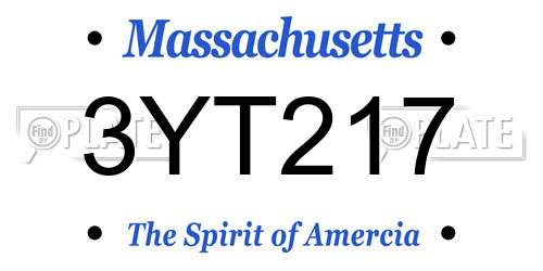 3YT217 Massachusetts License Plate